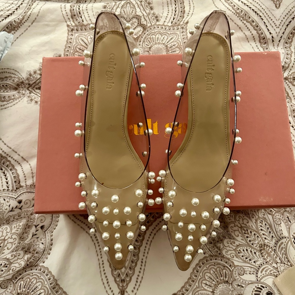 Cult Gaia NWOT Pearl Embellished Bridal Heels